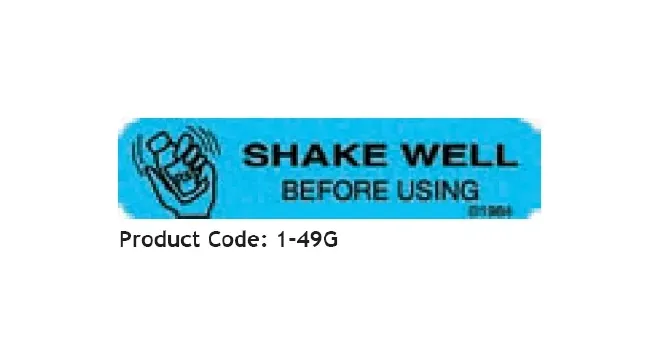 Precision Dynamics - Barkley - 1-49G - Pre-printed Label Barkley Auxiliary Label Blue Shake Well Before Using Black Safety And Instructional 3/8 X 1-9/16 Inch