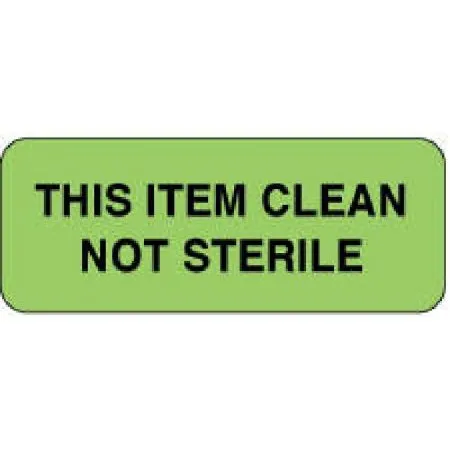 PDC Healthcare - PDC - 59705728 - Pre-Printed Label pdc Advisory Label Green Paper THIS ITEM CLEAN/NOT STERILE Black Alert Label 7/8 X 2-1/4 Inch