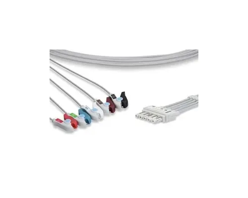 Cables and Sensors - 10025 - ECG Leadwire 5 Leads Clip, Spacelabs Compatible w/ OEM: 700-0006-37 (DROP SHIP ONLY) (Freight Terms are Prepaid & Added to Invoice - Contact Vendor for Specifics)