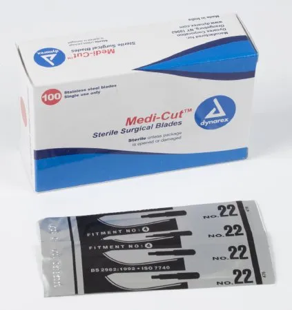 Dynarex - Medicut - 4142 - Surgical Blade Medicut Stainless Steel No. 22 Sterile Disposable Individually Wrapped