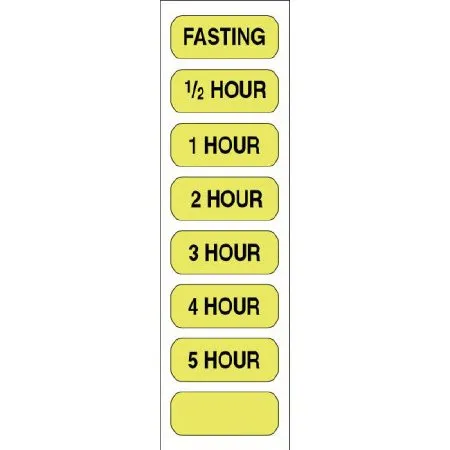 Precision Dynamics - 59707939 - Pre-Printed Label Advisory Label Fluorescent Yellow Paper Fasting/1/2 Hour/1 Hour/2 Hour/3 Hour/4 Hour/5 Hour Black Safety and Instructional 1/2 X 1-1/4 Inch