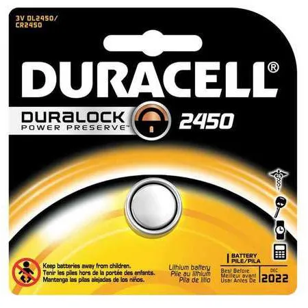 Duracell - DL2450BPK - Battery, Lithium, Size DL2450, 3V, 6/bx (UPC# 66186) (Item is considered HAZMAT and cannot ship via Air or to AK, GU, HI, PR, VI)