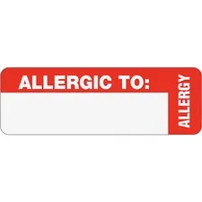 Tabbies - TAB40562 - Medical Labels, Allergic To, 1 X 3, White, 500/Roll