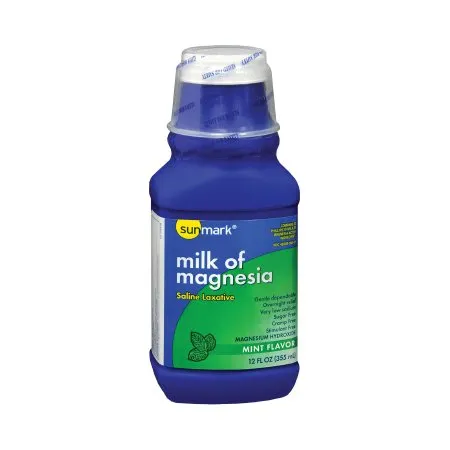 Sunmark - 1209790 - Laxative sunmark Mint Flavor Oral Suspension 12 oz. 400 mg / 5 mL Strength Magnesium Hydroxide