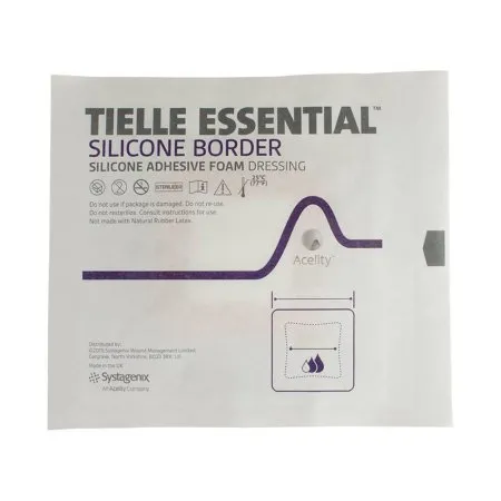 3M - TIELLE ESSENTIAL - TLESB1010U - Foam Dressing TIELLE ESSENTIAL 4 X 4 Inch With Border Without Film Backing Silicone Face and Border Square Sterile