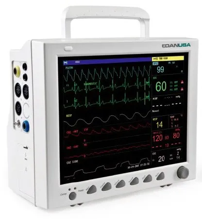 MDPro - iM8 - EdanUSA iM8 Exclusive 12" Patient Monitor Standard configuration -ECG NIBP SpO2 RESP 2-Temp Pulse Rate and open IBP ports- Adult Accessories included and Patient Ready -DROP SHIP ONLY-