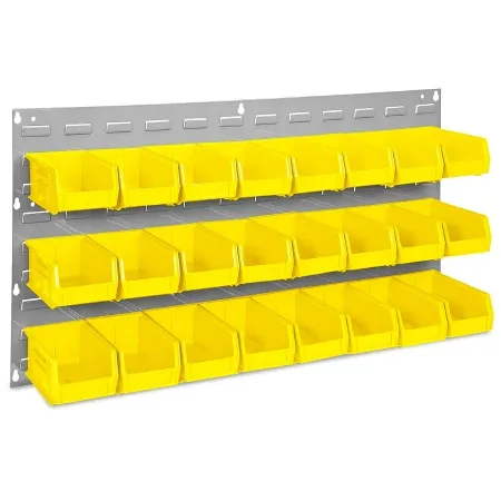 Uline - H-1493Y - Wall Mount Bin Rack Uline Yellow Steel / Plastic 19 X 36 Inch