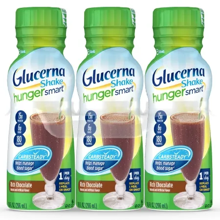 Abbott - 62885 - Nutrition Glucerna Hunger Smart Rich Chocolate Shake, 10 fluid ounce bottle. 180 calories per 10 ounce bottle. Ready to Drink.