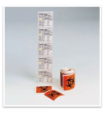 HPTC - BWL4W - Pre-printed Label Warning Label Orange Vinyl Biohazard / Symbol Black Biohazard 4 X 4 Inch