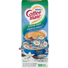 Nestle - NES91757 - Liquid Coffee Creamer, Sugar-Free French Vanilla, 0.38 Oz Mini Cups, 50/Box