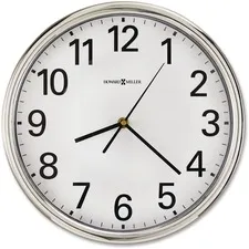 Howardmill - MIL625561 - Hamilton Wall Clock, 12" Overall Diameter, Silver Case, 1 Aa (Sold Separately)