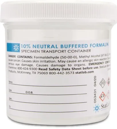 StatLab Medical Products - NB0690 - Prefilled Formalin Container 90 mL Fill in 180 mL (6 oz.) Screw Cap Warning Label / Patient Information NonSterile