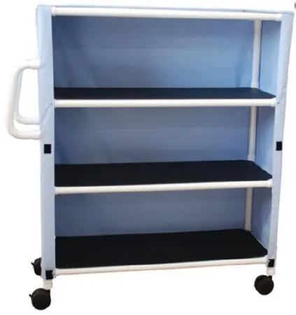 MJM International - 345-3C-4 - Linen Cart With Cover 3 Shelves 125 Lbs. Per Shelf Weight Capacity Pvc 4 Inch Twin Casters
