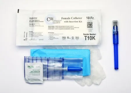 Convatec Cure Medical - Cure Twist - T10K - Cure Medical  Intermittent Catheter Tray  Female / Straight Tip 10 Fr. Without Balloon