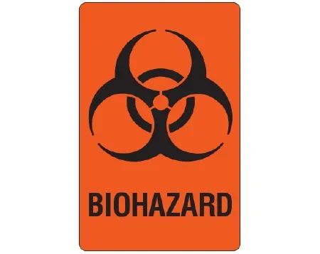 Shamrock Scientific - UPCR-9903 - Pre-printed Label Shamrock Warning Label Orange Cardstock Biohazard / Symbol Black Biohazard 2-1/4 X 3-1/2 Inch