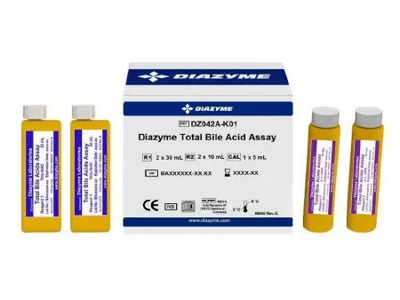 Diazyme Laboratories - DZ042A-K01 - General Chemistry Reagent / Calibrator Kit Total Bile Acids For Automated Chemistry Analyzers 200 Tests