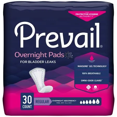 First Quality - Prevail Daily Pads Overnight - PVX-120 -  Bladder Control Pad  16 Inch Length Heavy Absorbency Polymer Core One Size Fits Most