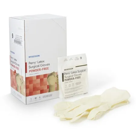 McKesson - 20-1090N - Perry Performance Plus Surgical Glove Perry Performance Plus Size 9 Sterile Latex Standard Cuff Length Smooth Cream Not Chemo Approved
