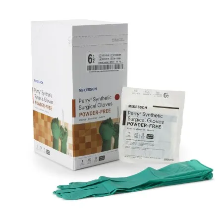 McKesson - 20-2565N - Perry Performance Plus Surgical Glove Perry Performance Plus Size 6.5 Sterile Polychloroprene Standard Cuff Length Smooth Dark Green Chemo Tested