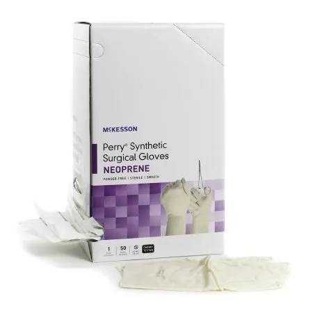 McKesson - From: 20-2655N To: 20-2685N - Perry Synthetic Surgical Gloves Surgical Glove Perry Synthetic Surgical Gloves Size 5.5 Sterile Polychloroprene Standard Cuff Length Smooth Cream Chemo Tested