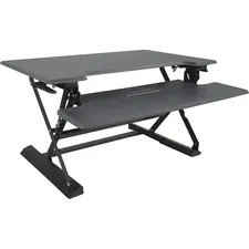 Victortech - VCTDCX760G - High Rise Height Adjustable Standing Desk With Keyboard Tray, 36W X 31.25D X 20H, Gray/Black