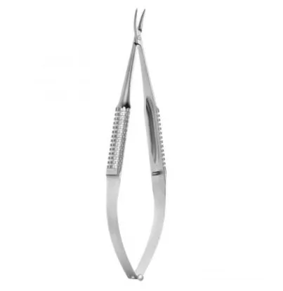 V. Mueller - OP7414 - Eye Needle Holder 5 Inch Length Curved Jaw 10 mm Round Handle