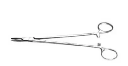 Bausch & Lomb - P0410 - Needle Holder 132 mm Length Straight  Fine 14 mm Serrated Jaw Finger Ring Handle