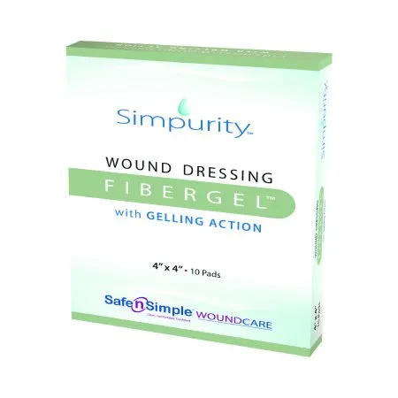 Safe N Simple - FiberGel - SNS56704 - Safe n Simple  Hydrogel Wound Dressing  Sheet 4 X 4 Inch Square Sterile