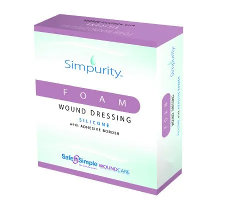 Safe N Simple - SNS77733 - Simpurity Foam Wound Dressing Bordered Silicone, 3" X 3".