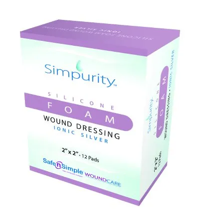Safe N Simple - SNS74422 - Simpurity Foam Wound Dressing Silver Silicone, 2" x 2".