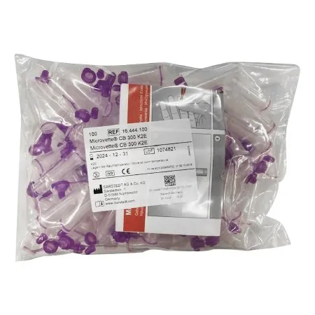 Sarstedt - 16.444.100 - Microvette CB 300 Microvette CB 300 Capillary Blood Collection Tube K2 EDTA Additive 300 µL Pull Cap Polypropylene Tube
