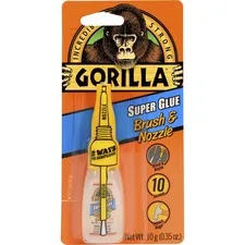 Gorilaglue - GOR7500101 - Super Glue With Brush And Nozzle Applicators, 0.35 Oz, Dries Clear