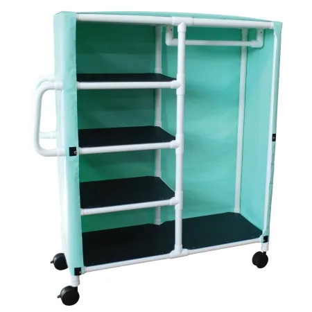MJM International - 380-C-C - Linen / Specialty Cart With Cover 4 Shelves 75 Lbs. Per Shelf Weight Capacity Pvc 4 Inch Twin Casters