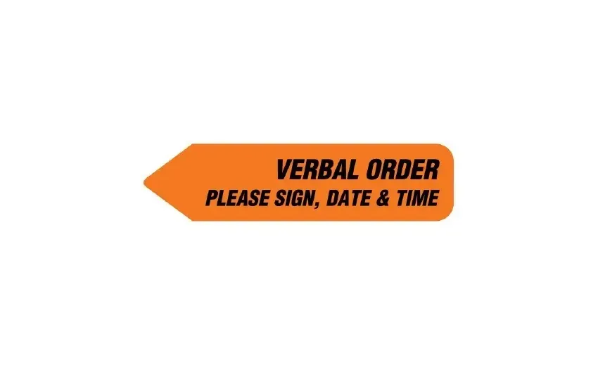 United Ad Label - UniArrow - ULHN868 - Pre-printed Label Uniarrow Advisory Label Orange Paper Verbal Order / Please Sign, Date & Time Black Safety And Instructional 9/16 X 2-1/4 Inch