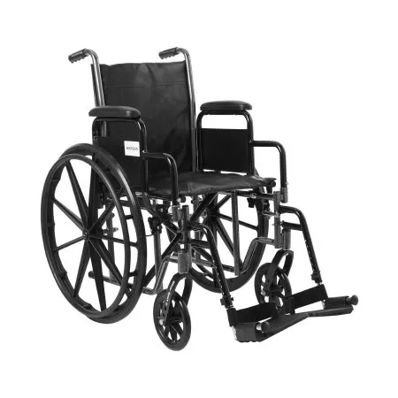 McKesson - 146-SSP216DDA-SF - Wheelchair McKesson Dual Axle Desk Length Arm Swing-Away Footrest Black Upholstery 16 Inch Seat Width Adult 250 lbs. Weight Capacity