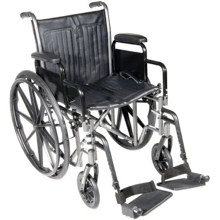 McKesson - 146-SSP218DDA-SF - Wheelchair McKesson Dual Axle Desk Length Arm Swing-Away Footrest Black Upholstery 18 Inch Seat Width Adult 300 lbs. Weight Capacity