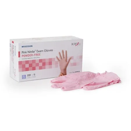 McKesson - From: 14-6NPNK2 To: 14-6NPNK8 - Pink Nitrile Exam Glove Pink Nitrile X Large NonSterile Nitrile Standard Cuff Length Textured Fingertips Pink Not Rated