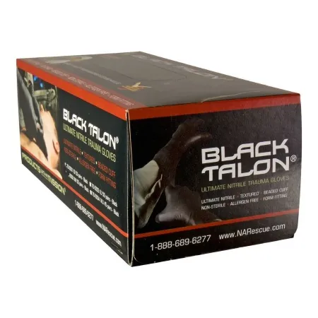 North American Rescue - Black Talon - 70-0001 - Exam Glove Black Talon Small Nonsterile Nitrile Extended Cuff Length Fully Textured Black Not Rated