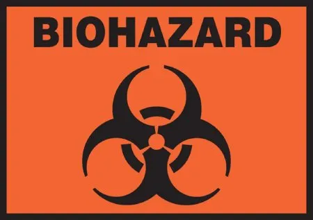Accuform Signs - LBHZ506VSP - Pre Printed Label Warning Label Black / Orange Vinyl Biohazard w/Sign Black Biohazard 3 1/2 X 5 Inch