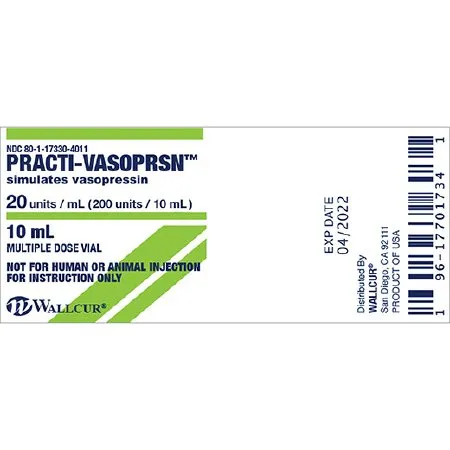 Wallcur - Practi-Vasoprsn 10 mL - 9910VAS - Training Medication Peel-N-Stick Labels Practi-Vasoprsn 10 mL