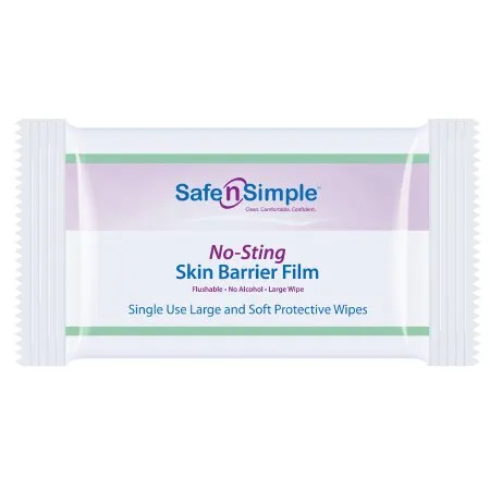 Safe N Simple - SNS00807 - Safe n Simple No Sting Skin Barrier Wipe No Sting 60% / 20% Strength Purified Water / Polyvinylpyrrolidone / Glycerin / Propylene Glycol Individual Packet Large NonSterile