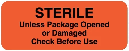 United Ad Label - UAL - ULCS707 - Pre-printed Label Ual Auxiliary Label Fluorescent Paper Paper Sterile Uless Package Opened Or Damaged Check Before Use Black Safety And Instructional 7/8 X 2-1/2 Inch