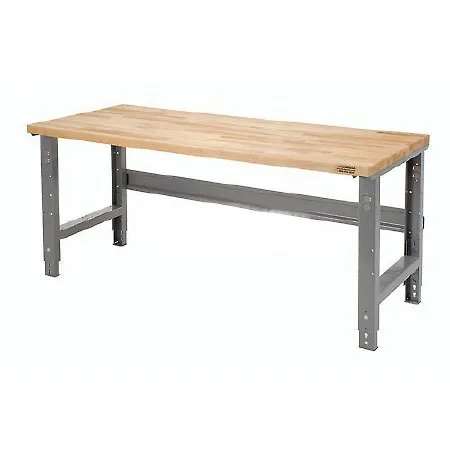 Global Industrial - 183166 - Work Bench 30 X 60 X 29 to 37 Inch Steel / Maple Butcher Block Square Edge Top