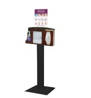 Bowman - Signature Series - BD111-0033 - Hygiene Dispensing Station Signature Series Floor Stand Cherry / Black / Clear 18 X 18 X 58.36 Inch  3 Compartment ABS Plastic / Powder-Coated Steel / PETG Plastic