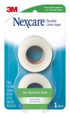 3M - Nexcare Flexible - 771-2PK - Water Resistant Medical Tape Nexcare Flexible Clear 1 Inch X 10 Yard Stretchy Fabric NonSterile