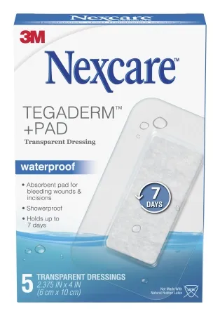 3M - Nexcare Tegaderm+ Pad - H3584 - Transparent Film Dressing with Pad Nexcare Tegaderm+ Pad 2-3/8 X 4 Inch 2 Tab Delivery Rectangle Sterile