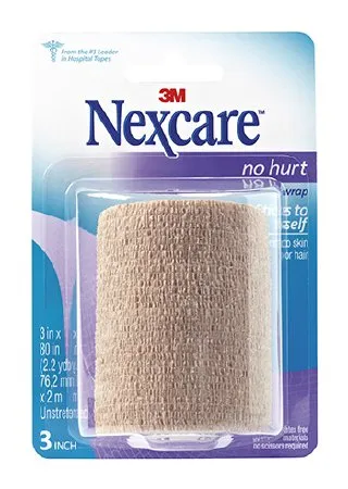 3M - Nexcare No Hurt - NHT-3 - Cohesive Bandage Nexcare No Hurt 3 Inch X 2-1/5 Yard Self-Adherent Closure Tan NonSterile Standard Compression