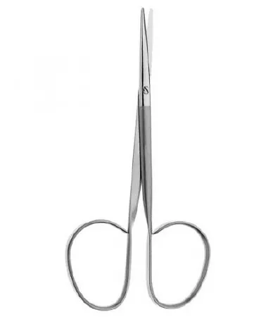 V. Mueller - OP5722 - Strabismus Scissors 4 1/4 Inch Length Stainless Steel Ribbon Style Finger Ring Handle Straight Round