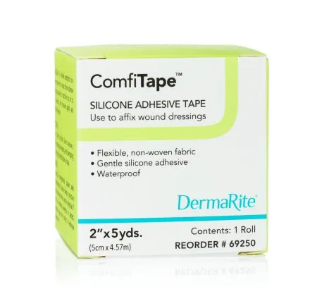 DermaRite Industries - ComfiTape - 69130 - Waterproof Medical Tape ComfiTape Tan 1 Inch X 3.28 Yard Nonwoven / Silicone NonSterile