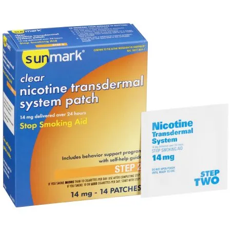 McKesson - sunmark - 70677003101 - Stop Smoking Aid sunmark 14 mg Strength Transdermal Patch